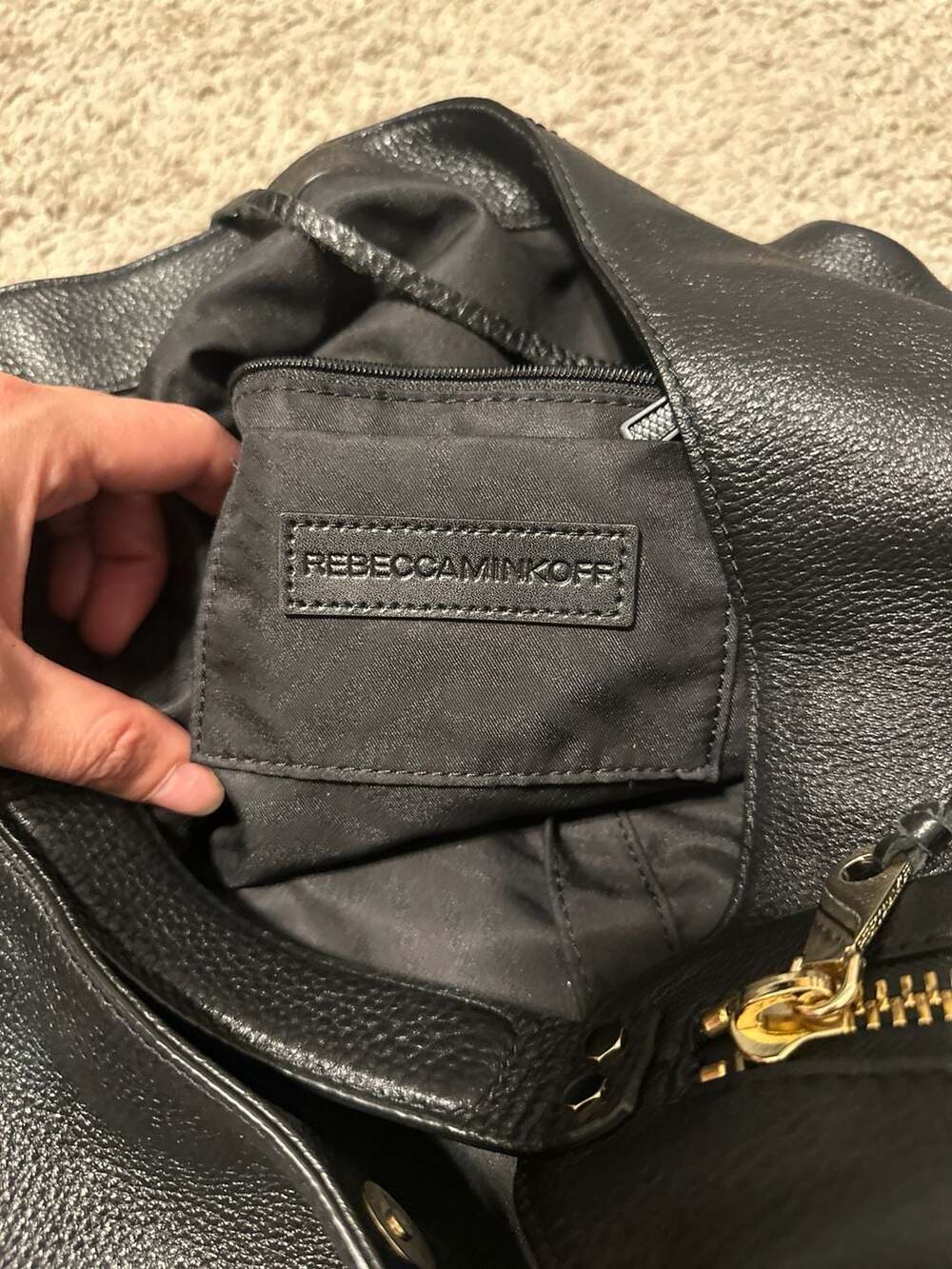 Rebecca Minkoff Black Pebbled Leather Moto Hobo Bag - Picture 4 of 4